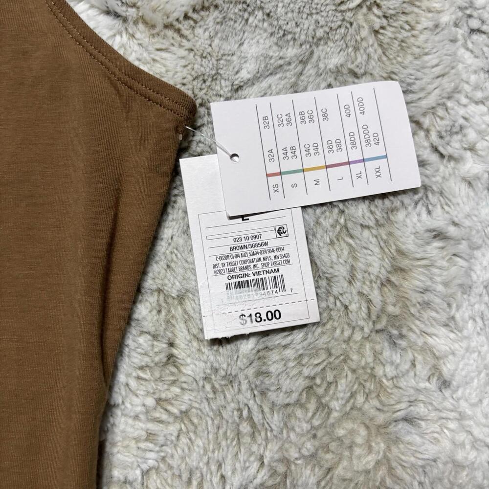 Auden NWT Brown Unlined Bodysuit Womens Large Basics Neutrals - Picture 2 of 7